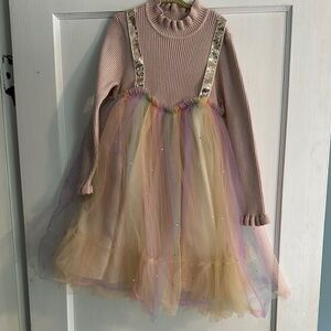 Pink and Multicolor Tulle Dress